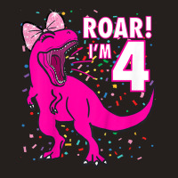 Kids Roar I'm 4 (four Year Old Dinosaur Birthday) 4th Dino Theme T-shi Tank Top | Artistshot