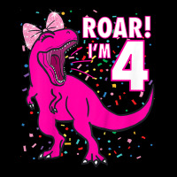 Kids Roar I'm 4 (four Year Old Dinosaur Birthday) 4th Dino Theme T-shi V-neck Tee | Artistshot