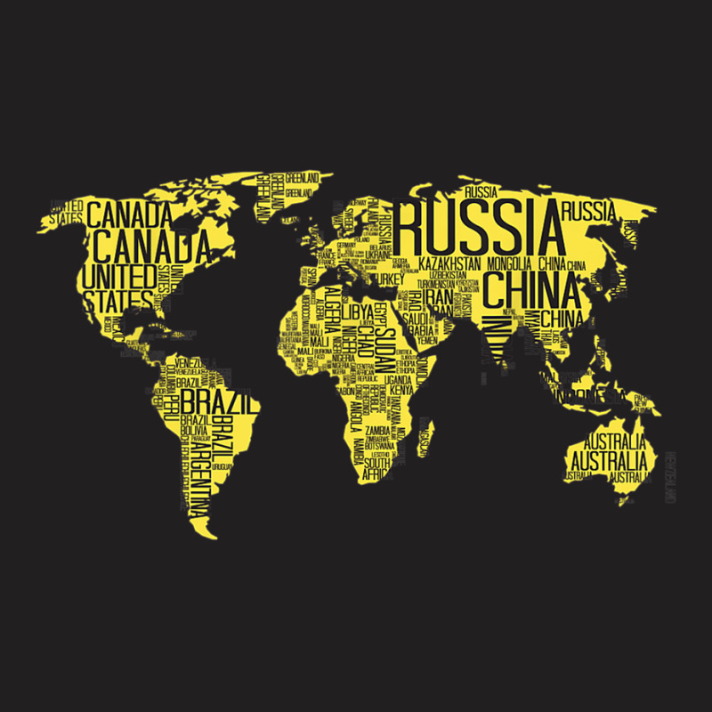 World Map With Words Of The Country Names Text World Map Funny Women T-shirt | Artistshot