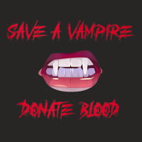 Vampire Teeth   Save A Vampire Donate Blood Halloween Tank Top Ladies Fitted T-shirt | Artistshot