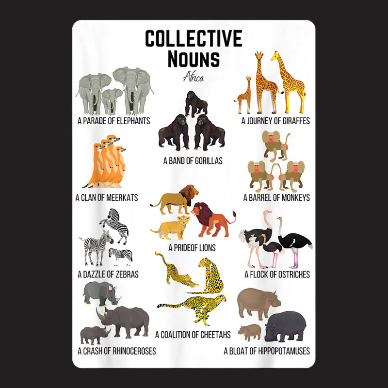 Collective Nouns Africa Animal Family Group Endangered T Shirt T-Shirt by cm-arts | Artistshot