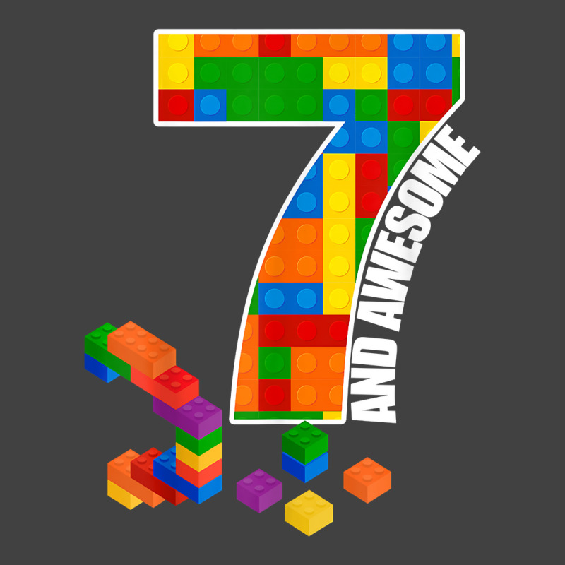 Building Blocks Bricks 7 Years Old Awesome Birthday Boy T Shirt Vintage T-shirt | Artistshot