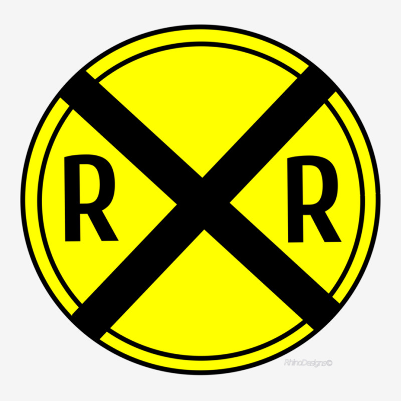 Train Rail Road Crossing On The Road Sign Long Shirt Round Patch | Artistshot