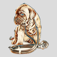 Puppy With Stethoscope On His Neck Looking Away. Isolated On White Bac Men's Polo Shirt | Artistshot