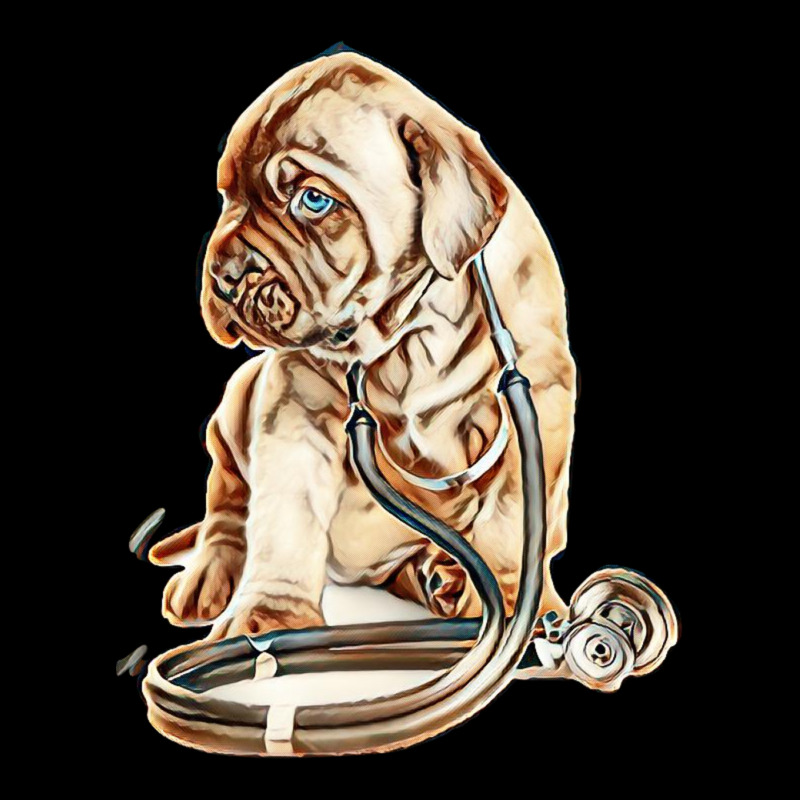 Puppy With Stethoscope On His Neck Looking Away. Isolated On White Bac Men's Long Sleeve Pajama Set | Artistshot