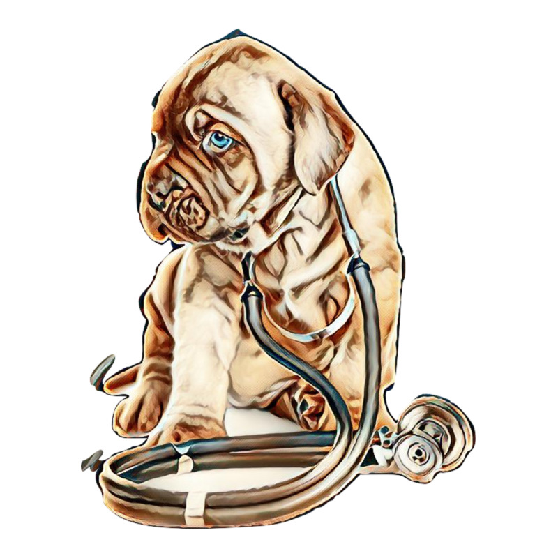 Puppy With Stethoscope On His Neck Looking Away. Isolated On White Bac Men's 3/4 Sleeve Pajama Set | Artistshot