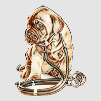 Puppy With Stethoscope On His Neck Looking Away. Isolated On White Bac Exclusive T-shirt | Artistshot