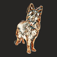 German Shepherd In Front Of White Background Ladies Fitted T-shirt | Artistshot