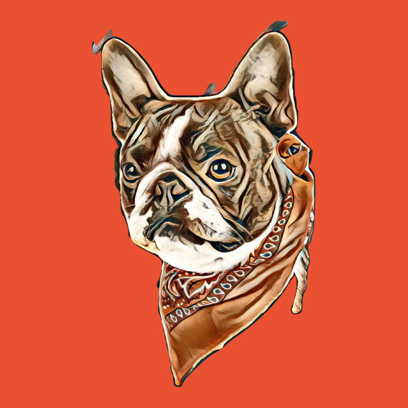 Boston Terrier With A Red Bandana On Ladies Fitted T-Shirt by Kemnabi | Artistshot