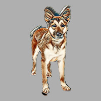 Pretty German Shepherd Crossbreed Dog Standing On White With Sad Expre Ladies Fitted T-shirt | Artistshot