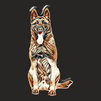 Belgian Shepherd Dog Malinois In Standing On A White Background Ladies Fitted T-shirt | Artistshot