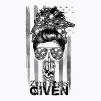 Messy Bun Skull Zero Fuck Given Halloween Usa Flag T Shirt T-shirt | Artistshot