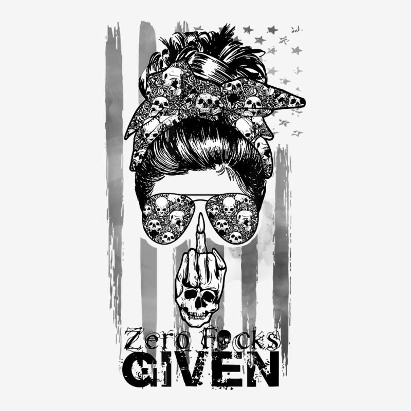 Messy Bun Skull Zero Fuck Given Halloween Usa Flag T Shirt Adjustable Cap by cm-arts | Artistshot