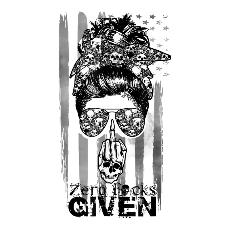 Messy Bun Skull Zero Fuck Given Halloween Usa Flag T Shirt Unisex Hoodie by cm-arts | Artistshot