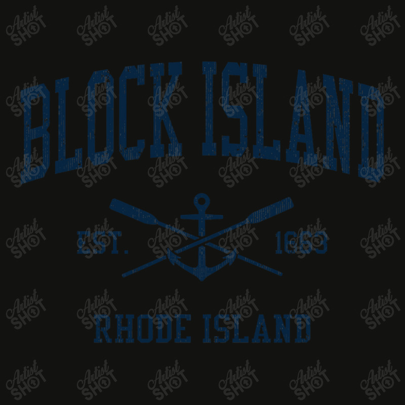 Block Island Ri Vintage Navy Crossed Oars & Boat Anchor Scorecard Crop Tee by CUSER3772 | Artistshot