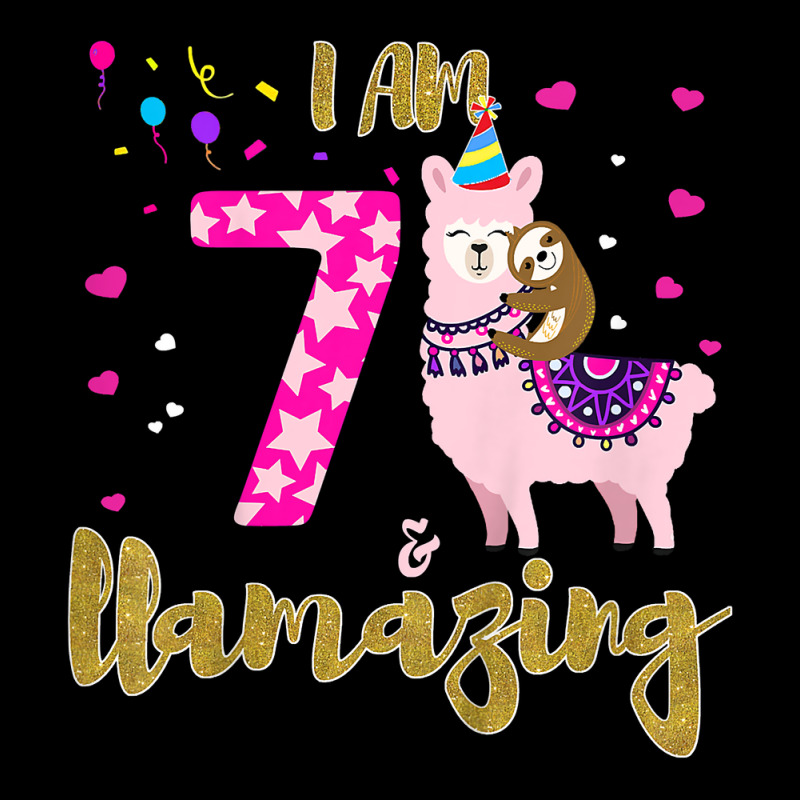 Kids I M 7 Years Old And Llamazing Funny 7th Birthday Sloth Llama Adjustable Cap by Tisha Brown | Artistshot