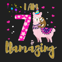 Kids I M 7 Years Old And Llamazing Funny 7th Birthday Sloth Llama Ladies Polo Shirt | Artistshot