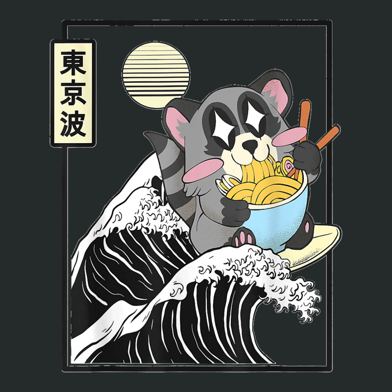 Raccoon Eating Ramen Japanese Waves Anime Minimal Kawaii Women's Triblend Scoop T-shirt by AnaMercedesContreras | Artistshot