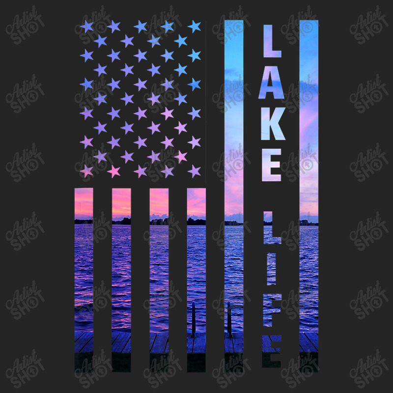 Lake Life American Flag Dock Sunset Wakeboarder Power Boat 3/4 Sleeve Shirt | Artistshot