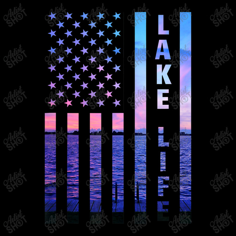 Lake Life American Flag Dock Sunset Wakeboarder Power Boat Men's Long Sleeve Pajama Set | Artistshot