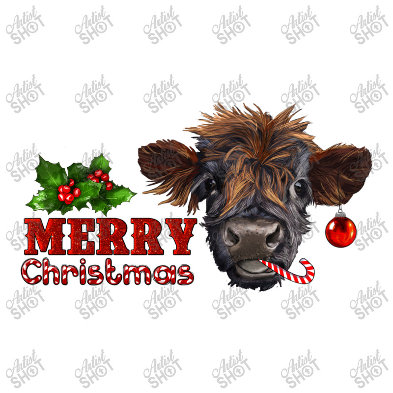 Merry Christmas Highland Calf With Candy Cane Youth Tee by RanaPortraitStore | Artistshot