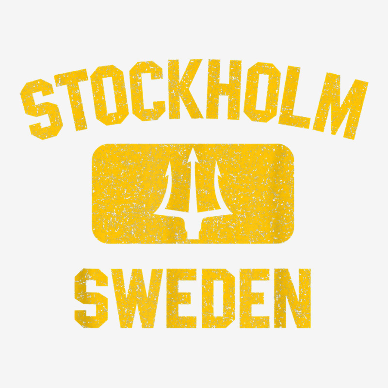 Stockholm Sweden Trident Gym Style Distressed Yellow Print T Shirt Portrait Canvas Print | Artistshot