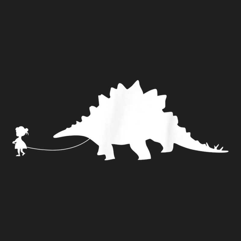 Girl Walking A Pet Stegosaurus Dinosaur Lover Pet Lizard T Shirt T-shirt | Artistshot