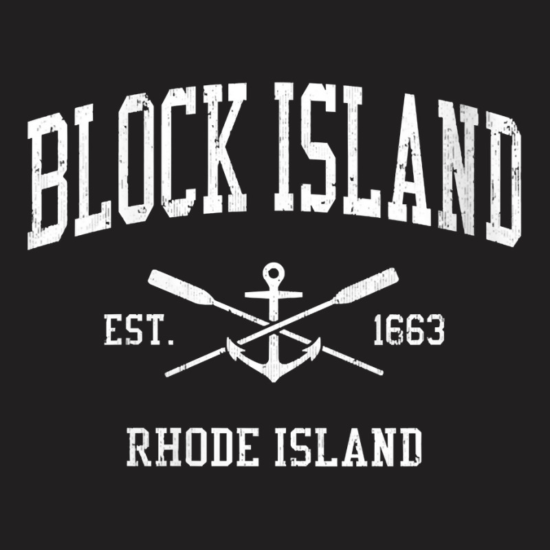 Womens Block Island Ri Vintage Crossed Oars & Boat Anchor Sports V Nec T-Shirt by voigterannen | Artistshot