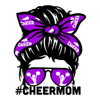 Cheer Mother Mama Puple Megaphone Cheerleading Mom Messy Bun T Shirt Maternity Scoop Neck T-shirt | Artistshot