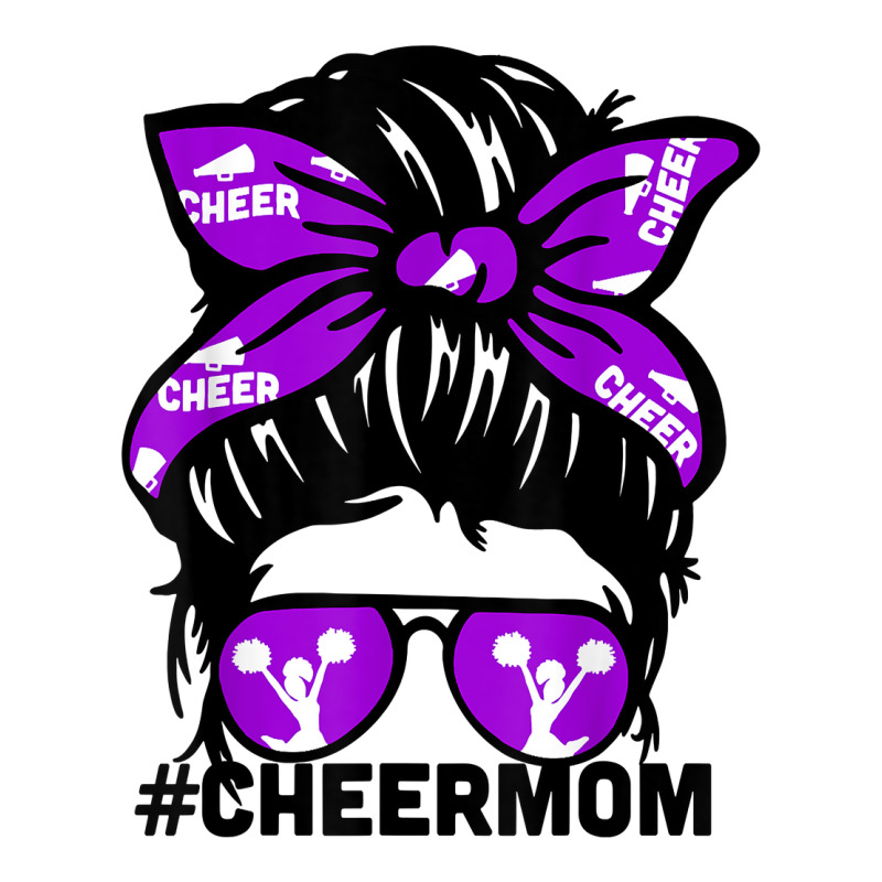 Cheer Mother Mama Puple Megaphone Cheerleading Mom Messy Bun T Shirt Maternity Scoop Neck T-shirt by nealegmruland1 | Artistshot