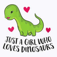 Womens Just A Girl Who Loves Dinosaurs Cute Dinosaurs Girl V Neck T Sh T-shirt | Artistshot