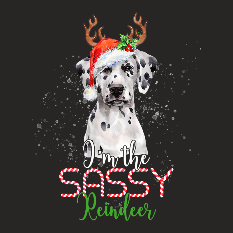 Dalmatian Dog Christmas Dalmatian Im The Sassy Reindeer Santa Dog 494  Ladies Fitted T-Shirt by pester | Artistshot