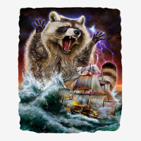 Monster Raccoon As Kraken Attack A War Ship At High Seas Adjustable Cap | Artistshot