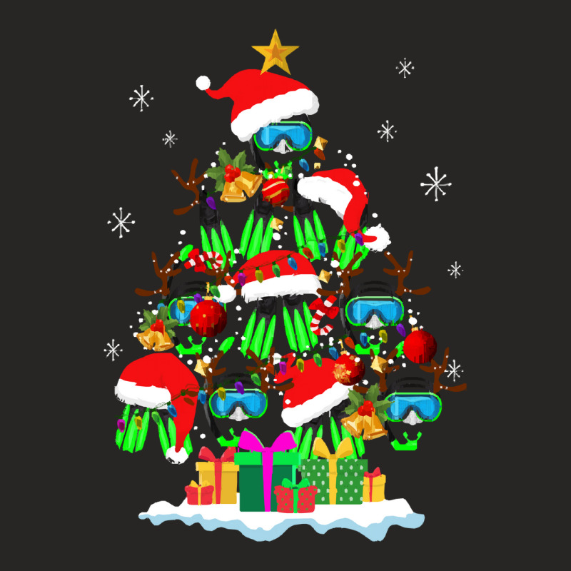 Awesome Christmas Tree With Diving Ball T  Shirt Diving Christmas Sant Ladies Fitted T-Shirt by machoislands | Artistshot