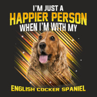 Dog English Cocker Spaniel Im Just A Happier Person Puppy Paw Ladies Fitted T-shirt | Artistshot