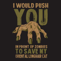 Push You In Zombies To Save My Oriental Longhair Cat Funny T Shirt Waist Apron | Artistshot