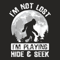 Retro Bigfoot Im Not Lost Im Playing Hide & Seek Sasquatch Ladies Fitted T-shirt | Artistshot