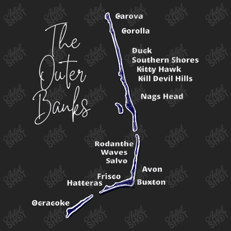 The Outer Banks Map In Blue  Outer Banks Map 3/4 Sleeve Shirt | Artistshot