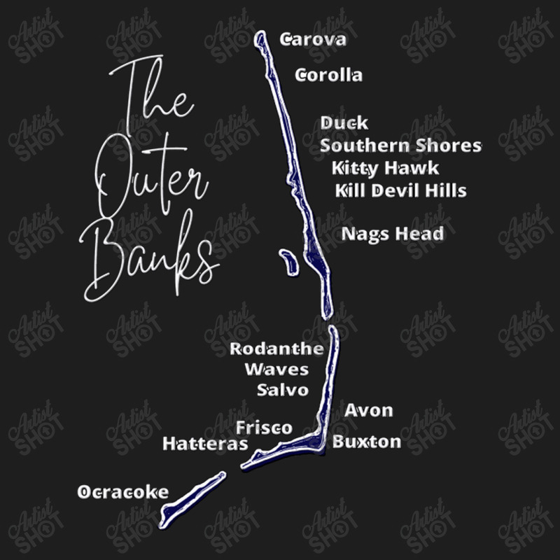 The Outer Banks Map In Blue  Outer Banks Map Classic T-shirt | Artistshot