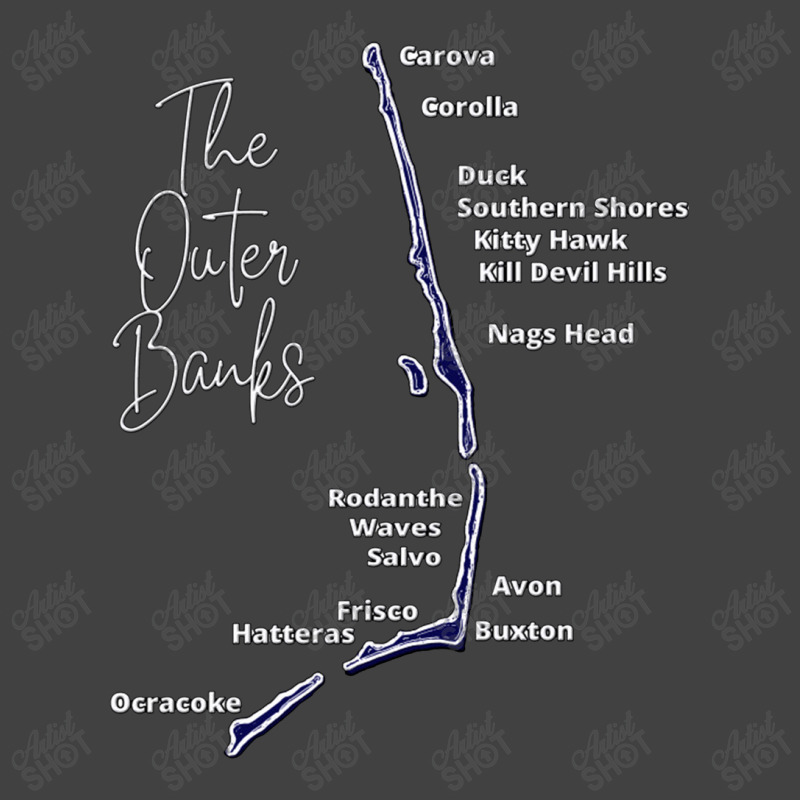 The Outer Banks Map In Blue  Outer Banks Map Vintage T-shirt | Artistshot