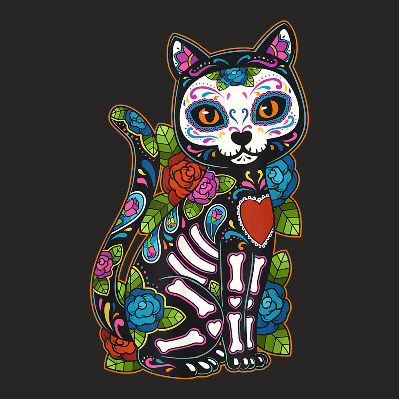 Cat Sugar Skull Mexico Calavera Dia De Los Muertos Halloween Ladies Fitted T-Shirt by SonjaBogenschutz | Artistshot