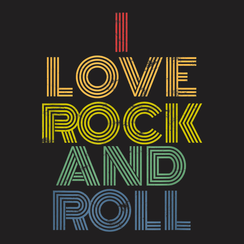 I Love Rock And Roll Distressed Rainbow 70s T-Shirt by AnitaKovich | Artistshot