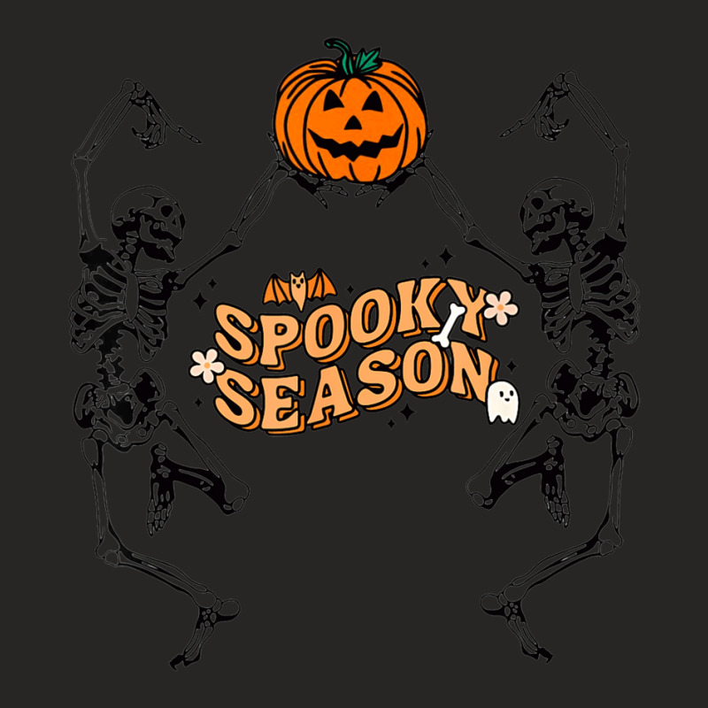 Groovy Ghost Spooky Season Funny Halloween Skeleton Dancing Ladies Fitted T-Shirt by Newshirt | Artistshot