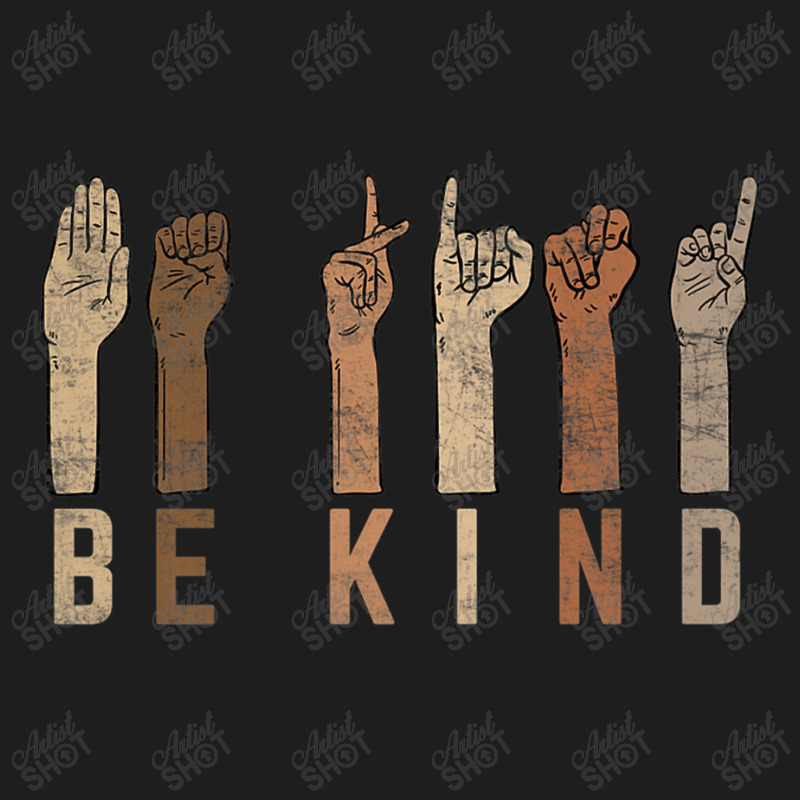 Be Kind Sign Language Fingers Melanin Distressed Style Music Vintage Classic T-shirt by TyrellDesign | Artistshot