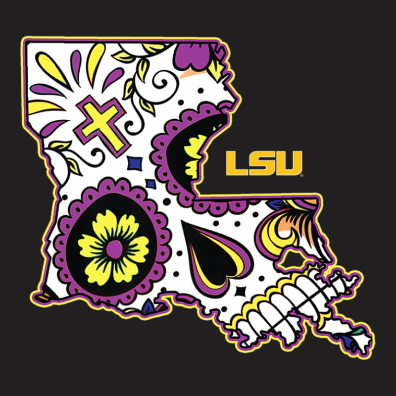 Lsu Tigers Skull State Map - Apparel T-shirt | Artistshot