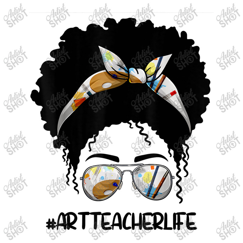 Afro Messy Bun Art Teacher Life T First Day Of School Cartoon Characte Unisex Hoodie | Artistshot