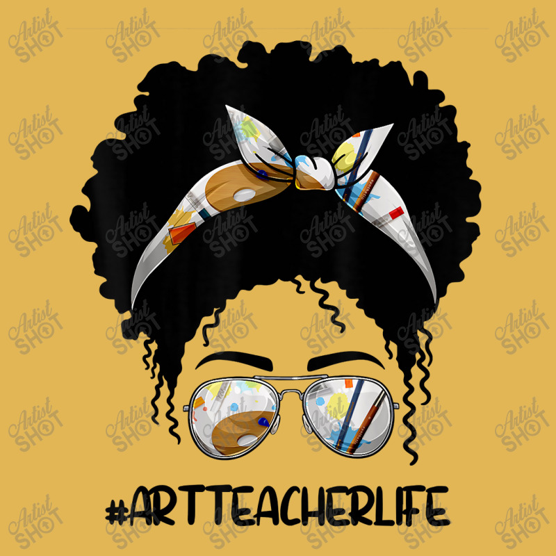 Afro Messy Bun Art Teacher Life T First Day Of School Cartoon Characte Vintage Hoodie And Short Set | Artistshot