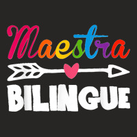 Back To School Maestra Bilingue Cute Funny Spanish Teacher Ladies Fitted T-shirt | Artistshot