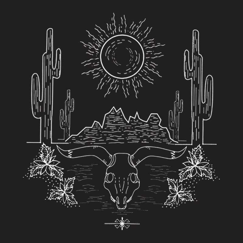 Southwestern Landscape, Southwestern, Landscape, Summer, Line Art Illu T-shirt | Artistshot