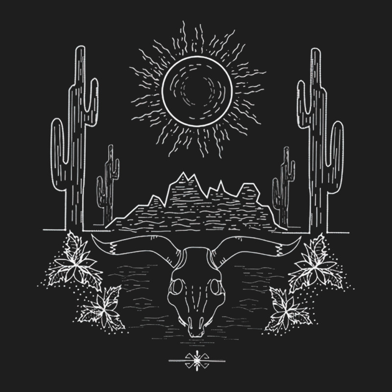 Southwestern Landscape, Southwestern, Landscape, Summer, Line Art Illu Classic T-shirt | Artistshot